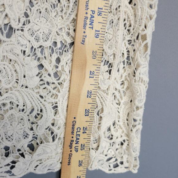 Boho Crochet Lace Tank Top Womens Small Ivory Sheer Festival New Directions - Picture 8 of 11